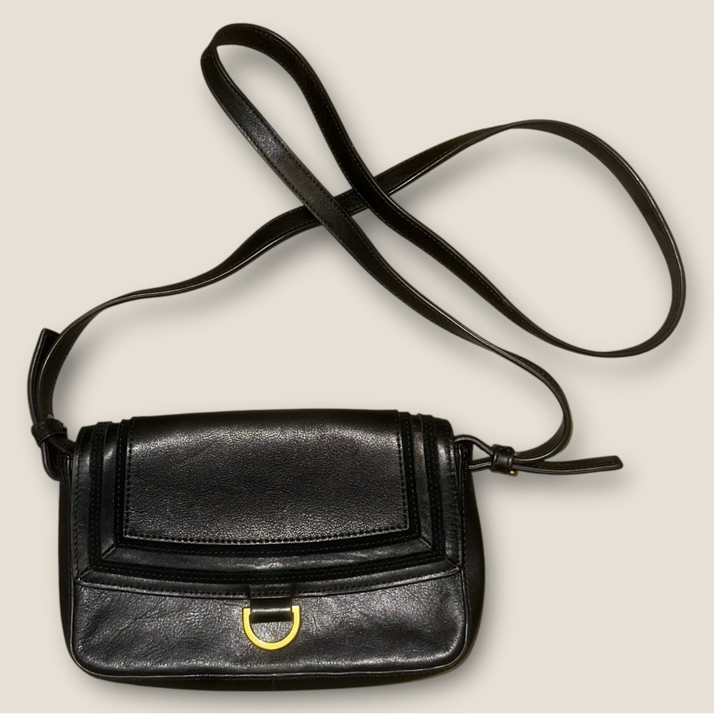 EUC Fossil Leather Small Crossbody in Black